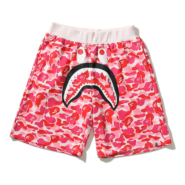 19 XT 0054122 - BAPE ABC FULL CAMO SHARK TEE 沙灘 街頭風 迷彩短褲 粉色#好穿舒適