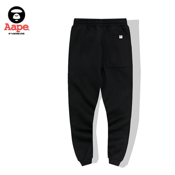 TRE 09 11 - Aape 迷彩猿人頭經典款印花LOGO休閑褲 純棉衛褲 黑色#好評不斷