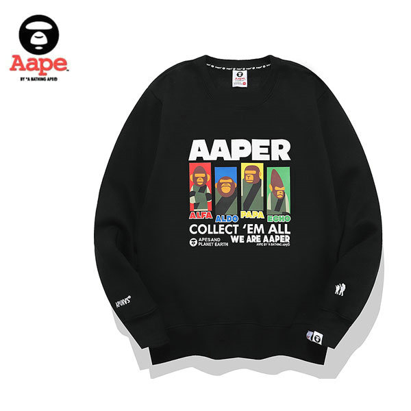 %E9%B1%B7%E9%AD%9A 09 2 - AAPE 秋冬季猿人字母印花衛衣 男女同款 黑/白#折扣下殺