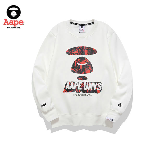 TRE987 - AAPE 猿顏頭迷彩字母印花衛衣 男女同款 黑/白#彈性柔軟
